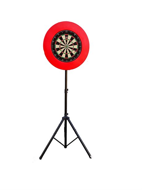 Darttavla med skyddsring, golvstativ och 6st dartpilar!