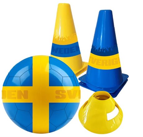 Fotbollsset Sverige med plastboll och koner från SportMe